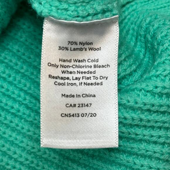 Talbots Cableknit Lambswool Blend Sweater Teal Green Mockneck Womens Size Small - Picture 8 of 9